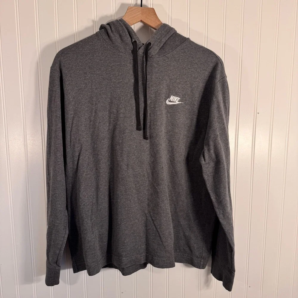 Nike Men's Charcoal Gray Hoodie Pullover Sweatshirt 100% Cotton Size Medium - Picture 1 of 9